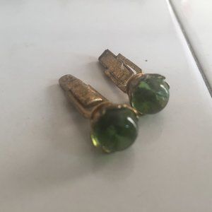 Vintage gothic style gold and green cuff links